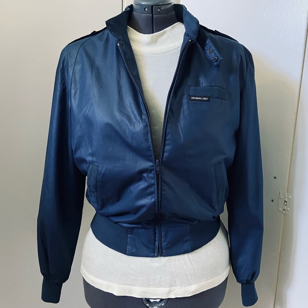 exc Members Only Europe Craft dark blue vintage jacket lined rain bomber classic